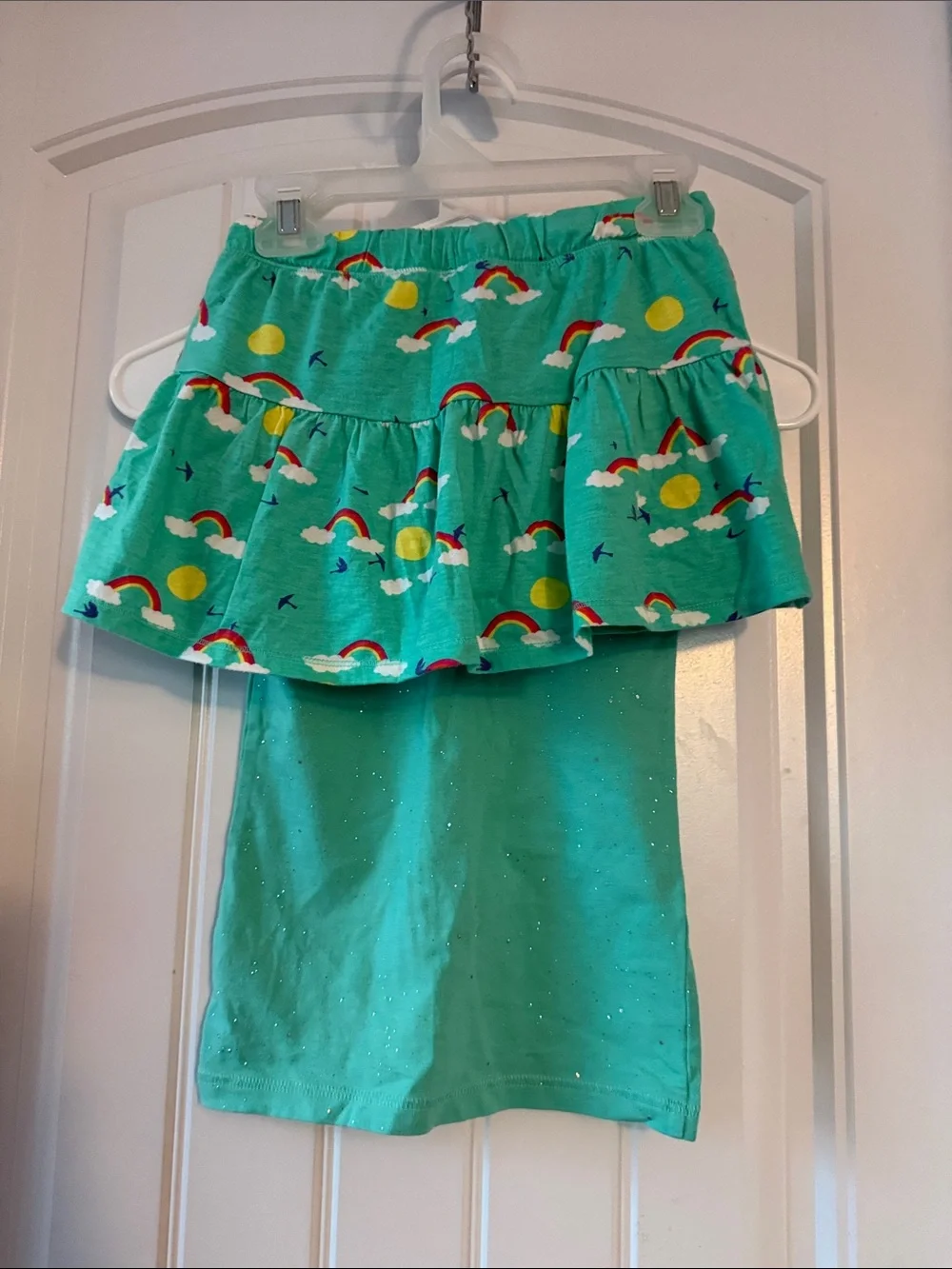 Gently worn Cat & Jack Teal Sparkle Girls' Tank Top w/ matching skort set